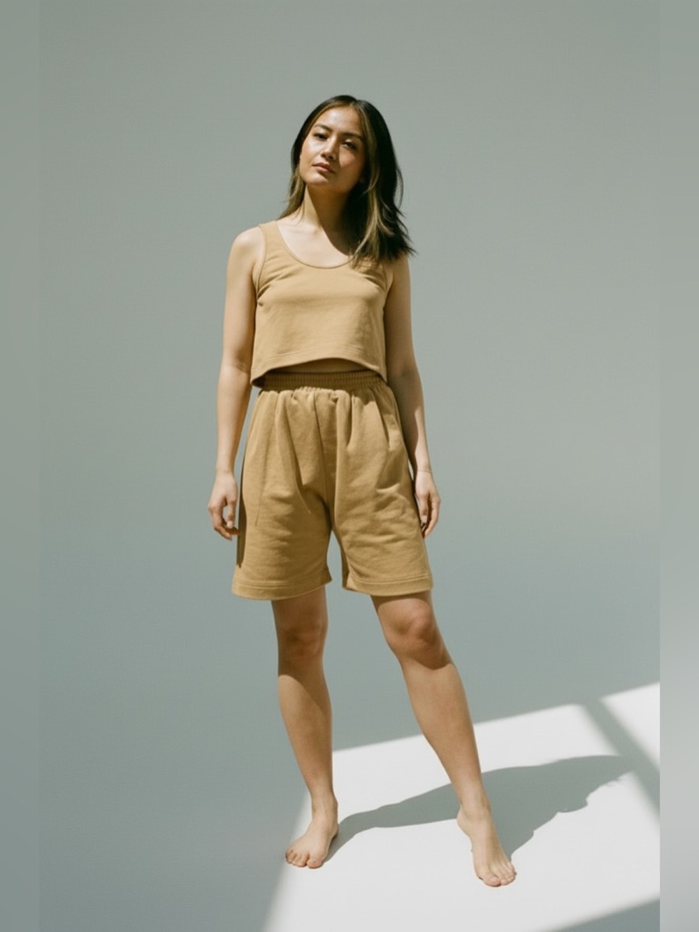 Ilana Kohn Tan butter yellow Nico shorts High-Waist pleated sweat Shorts large